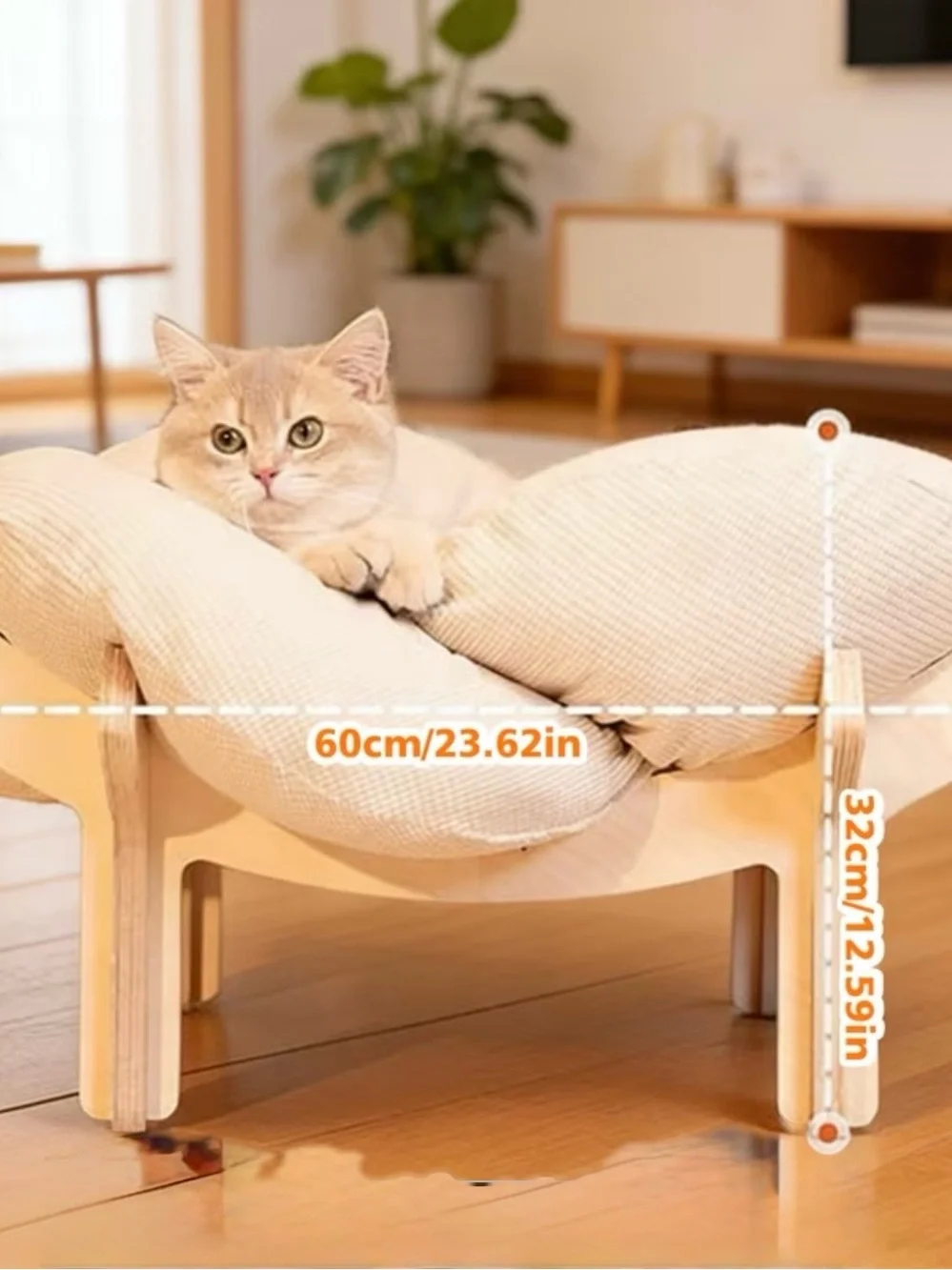 Premium Cat Lounger Bed in Cream - Comfortable Pet Sofa gray
